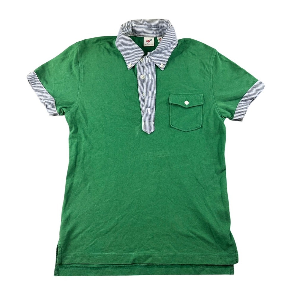 Uniqlo x Michael Bastian Pique Polo Shirt Men XS Green Short Sleeve Button Down